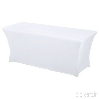 HAORUI Spandex Stretch Lycra Table de Couverture de Tissu 183cm Pied rectangulaire Table à chevalets Banquet de MariageBlanc - B06X9J24VC